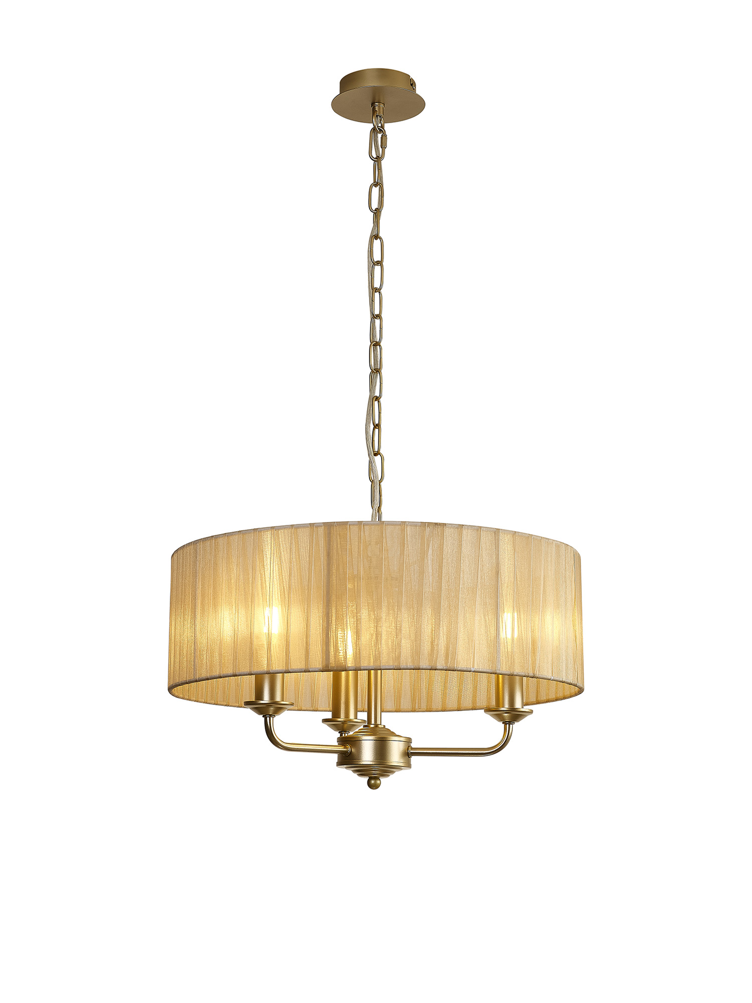 DK0963  Banyan 45cm 3 Light Pendant Champagne Gold, Soft Bronze